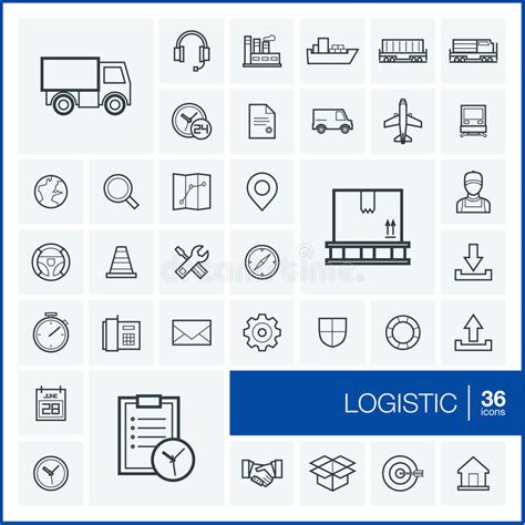 Linha Fina ícones Do Vetor Ajustados Logistic Ilustração do Vetor