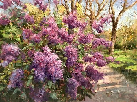 Lilacs In Spring Art Floral Lilacs Beautiful Romance Illustration