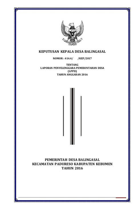 contoh lppd  lkpj kepala desa keputusan kepala desa wlahar wetan