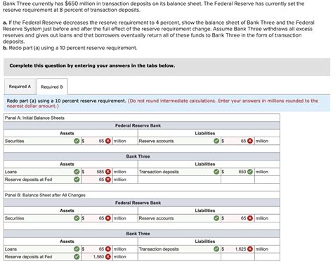Solved Bank Three Currently Has 650 Million In Transaction Chegg