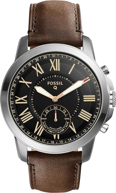 Fossil Q Grant Hybrid Smartwatch With Dark Brown Leather Strap For