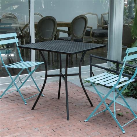 Bolero Vierkante Stalen Bistro Tafel Zwart 70cm GG706 Nisbets De