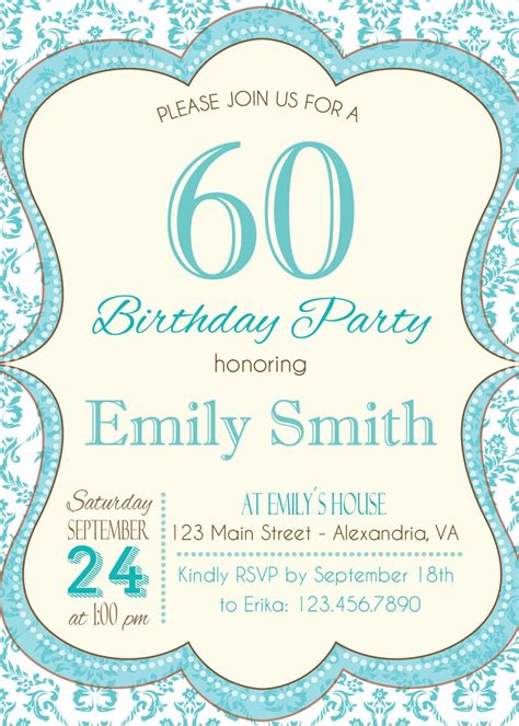 Birthday Party Invitation. Adult Invitation. Turquoise Style - Etsy