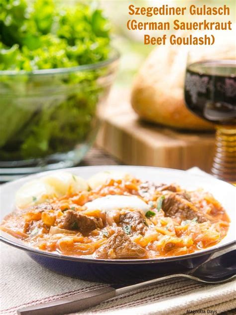 Szegediner Gulasch (German Sauerkraut Beef Goulash)