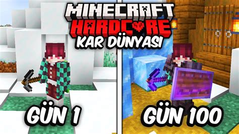 Minecraft Hardcore da KAR Dünyasında 100 Gün Hayatta Kalmak YouTube