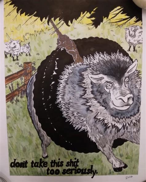 Sheep On A Tire Swing Rwatercolor