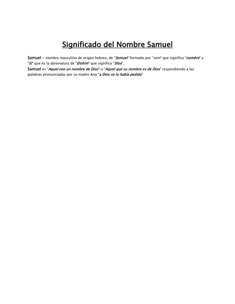 Significado Del Nombre Samuel Pdf