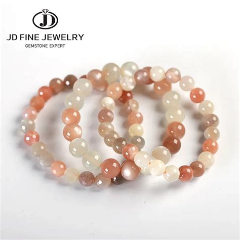 Jd Pulsera De Cuentas De Piedra Lunar De Colores Naturales Para Mujer