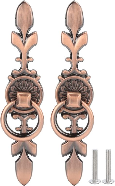 2pcs Cabinet Handle Antique Ring Pull With Backplate Drop Ring Knobs