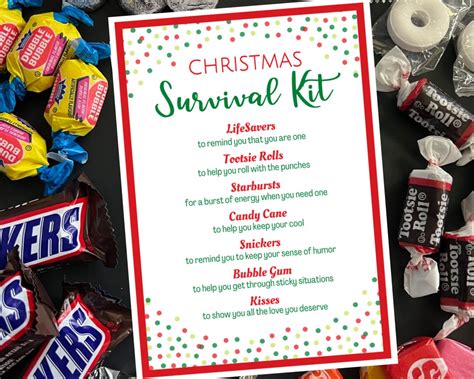 Christmas Survival Kit Gift Tag Printable Stocking Stuffer Treat Card