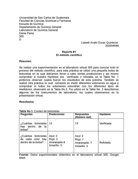 Reporte De Laboratorio 1 Universidad De San Carlos De Guatemala