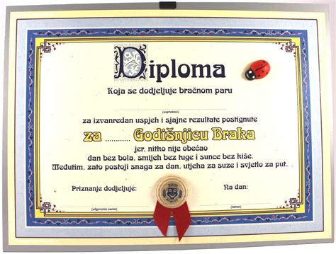 Diploma za Godišnjicu braka CMOK