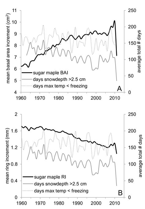 Mean Sugar Maple N Trees Basal Area Increment Bai A And