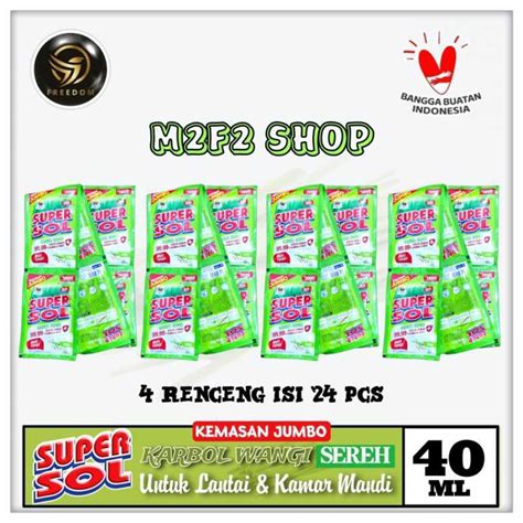 Promo Supersol Karbol Wangi Sereh Sachet 40 Ml Kemasan 4 Renceng