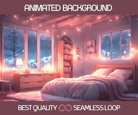 Vtuber Background For Winter Animated Christmas Background Snowy Room Background Vtuber Stream