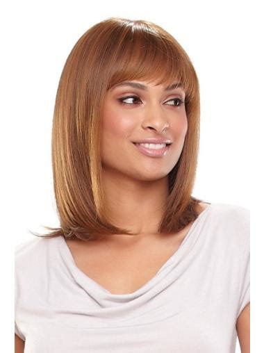 Refined Blonde Monofilament Shoulder Length African American Wigs For