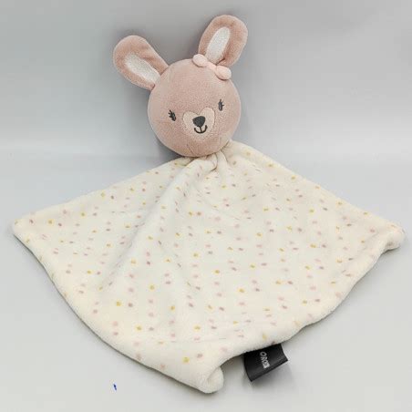 Doudou Plat Lapin Rose Blanc Pois Orchestra