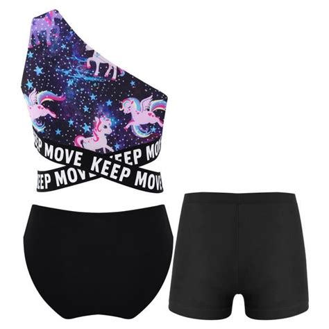 IEFIEL 3 Pieces Bikini Maillot de Bain Fille Enfant Tankini Imprimés avec Slip Short de Bain