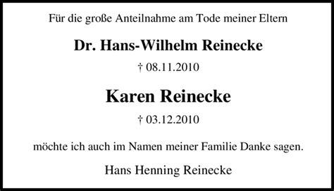 Traueranzeigen Von Karen Reinecke Trauer In NRW De