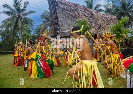 Yapese women in traditional clothing dancing at Yap Day Festival, Yap ...