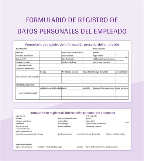 Plantillas Datos Personales Para Excel Gratis y Hojas de Cálculo de