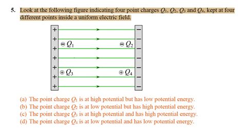 Solved 5 Look At The Following Figure Indicating Four Point Charges Qi Q2 O And O4 Kept At