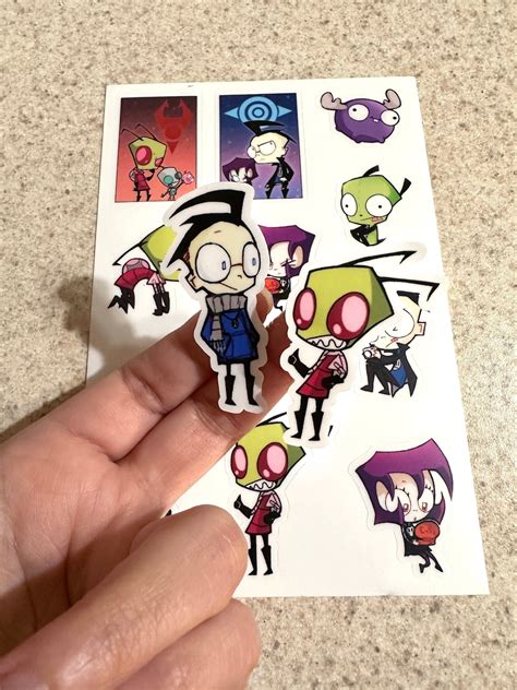 Invader Zim Vinyl Sticker Sheet 11 Tiny Stickers Zim Dib Gaz Gir Etsy