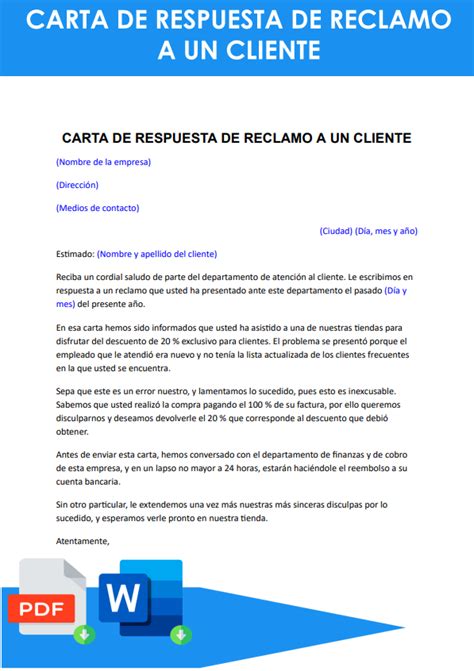 Modelo Carta De Respuesta A Un Reclamo Actualizado Octubre The Best