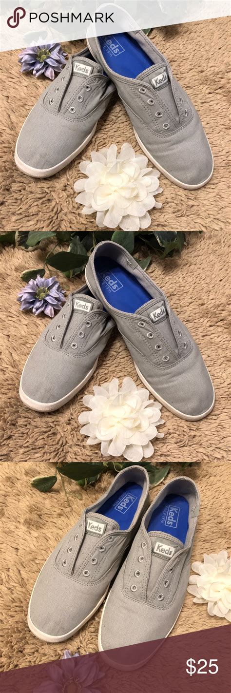 Keds Gray Slip On No Lace” Tennis Shoes Slip On Tennis Shoes Slip