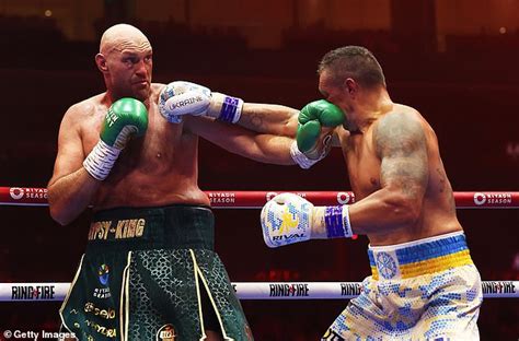 Tyson Fury Staggers As Oleksandr Usyk Forces The Gypsy King Onto The Ropes For A Knockdown After