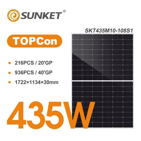 Topcon Solar Panel Sunket Extraordinary N Type Solar Panel