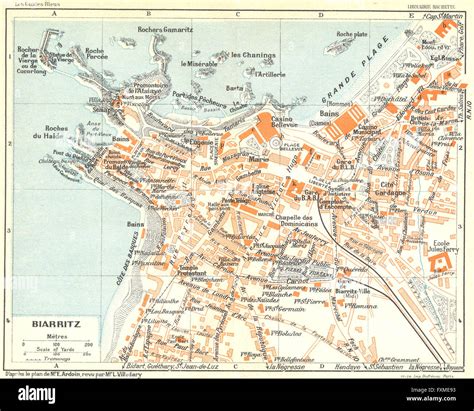 FRANCE: Biarritz, 1926 vintage map Stock Photo - Alamy