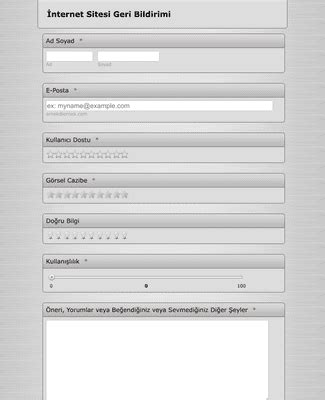 Nternet Sitesi Geri Bildirim Form Ablonu Jotform