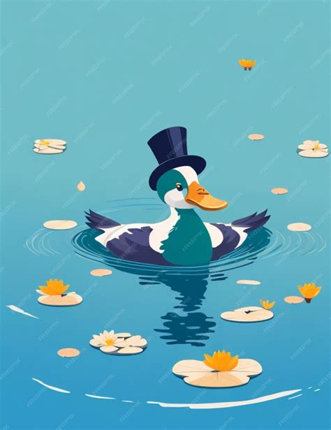 Premium AI Image | A vibrant flat vector illustration of a duck wearing ...