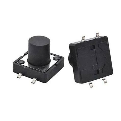 xxmm  pinli smd siyah push buton tact switch komponentci