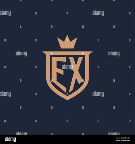 EX Monogram Initial Logo With Shield And Crown Style Design Ideas Stock