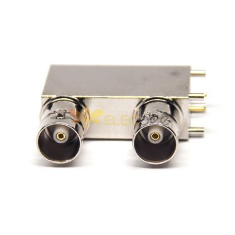 Bnc Double Female Connector Angled Dip Type For Pcb Mount 75 Ohm