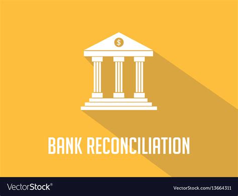 Bank Reconciliation White Text With Bank Office Vector Image