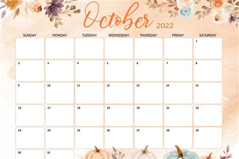 40 Free Printable October Calendars 2022