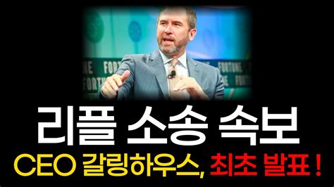 긴급속보 리플 소송 속보 거의 다 왔습니다 Ceo 갈링하우스 최초 발표까지 大공개 리플 리플전망 리플코인 Youtube