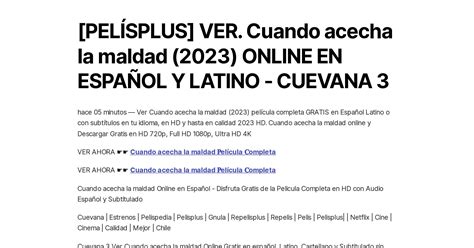 [pelÍsplus] Ver Cuando Acecha La Maldad 2023 Online En EspaÑol Y