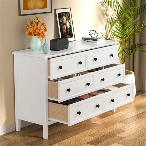 Ikeno Drawer Double Dresser Inch Solid Wood Bedroom Dresser In