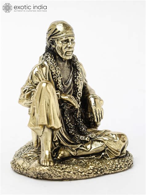 Sitting Sai Baba Brass Statue Exotic India Art