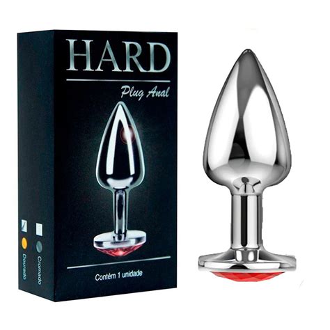 HARD Plug Anal em Metal Médio em Formato Cônico e Detalhe em Cristal