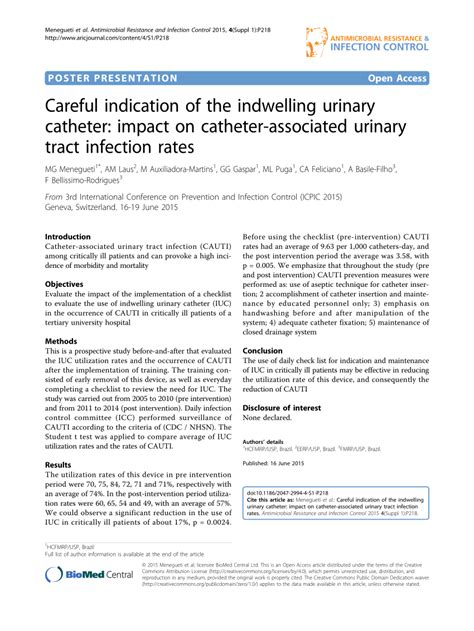 (PDF) Careful indication of the indwelling urinary catheter: impact on ...