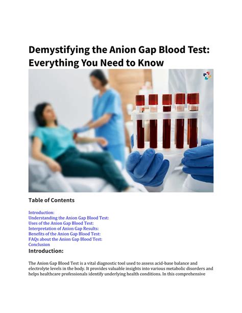 Anion Gap Blood Test: Everything You Need to Know | The Lifesciences Magazine | PDF