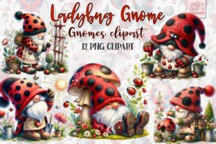 Ladybug Gnome Bundle Png Illustration Graphic By Kisscdesign Creative