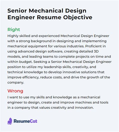 Top Senior Mechanical Design Engineer Resume Objective Examples