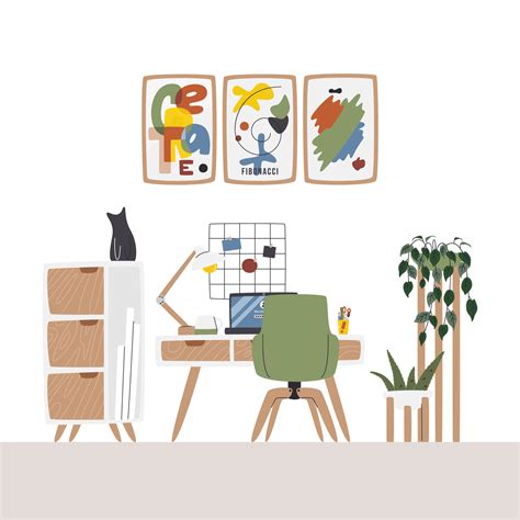 Modern creative work zone for graphic designer. Cute interior scene design for study or remote ...