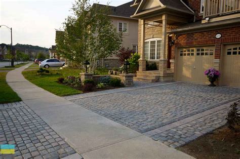 Interlock Driveway With Softscape And Flagstone Front Steps M E